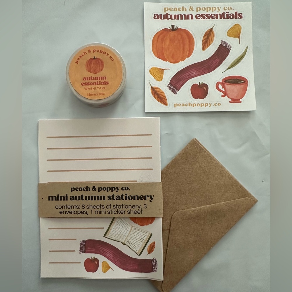Peach & Poppy Co. Mini Autumn Stationery Set